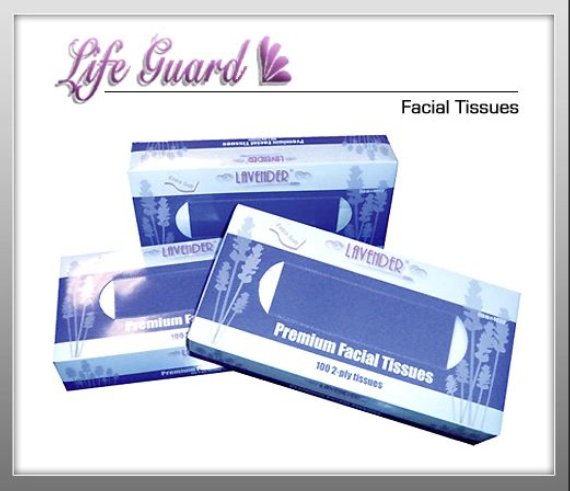LifeGuard Lavender Premium Facial Tissue, Flat Box, White, 2-ply, 100 Sheets/BX, 30BX/CS, 3000 Sheets/CS