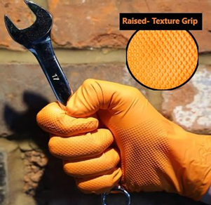 LifeGuard Orange Nitrile 8 mil Heavy Grip Industrial Gloves - Latex Free & Powder Free - 100/BX - 10BX/CS - Case of 1000 Gloves