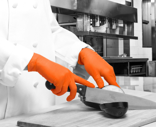 LifeGuard Orange Nitrile 8 mil Heavy Grip Industrial Gloves - Latex Free & Powder Free - 100/BX - 10BX/CS - Case of 1000 Gloves