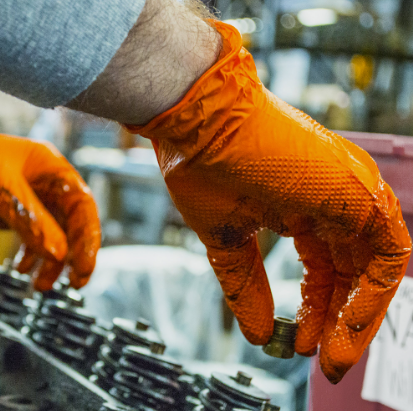LifeGuard Orange Nitrile 8 mil Heavy Grip Industrial Gloves - Latex Free & Powder Free - 100/BX - 10BX/CS - Case of 1000 Gloves