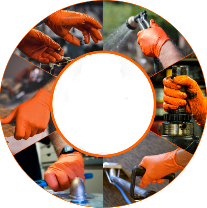 LifeGuard Orange Nitrile 8 mil Heavy Grip Industrial Gloves - Latex Free & Powder Free - 100/BX - 10BX/CS - Case of 1000 Gloves