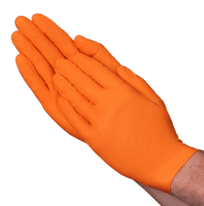 LifeGuard Orange Nitrile 8 mil Heavy Grip Industrial Gloves - Latex Free & Powder Free - 100/BX - 10BX/CS - Case of 1000 Gloves