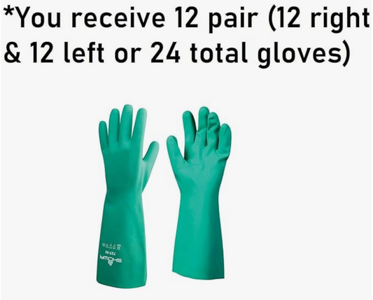 SHOWA 727 Nitrile Unlined Chemical Resistant Safety Work Glove 12 Pairs in the bag
