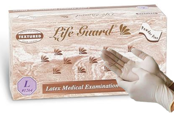 LifeGuard White Latex 5 mil Grip Medical Gloves - Powder Free - 100/BX - 10BX/CS - Case of 1000 Gloves