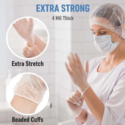 Durasafe Opaque White Color Vinyl 4 mil Medical Gloves - Powder Free - 100/BX - 10BX/CS - Case of 1000 Gloves