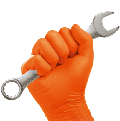 LifeGuard Orange Nitrile 8 mil Heavy Grip Industrial Gloves - Latex Free & Powder Free - 100/BX - 10BX/CS - Case of 1000 Gloves