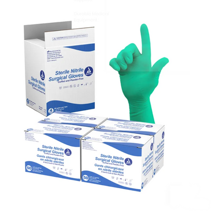 Dynarex Sterile Nitrile Surgical Gloves, Powder-Free and Puncture-Resistant Nitrile Gloves, 5-8 Mil, Sizes 6/6.5/7/705/8, White, Box of 50 or Case of 200