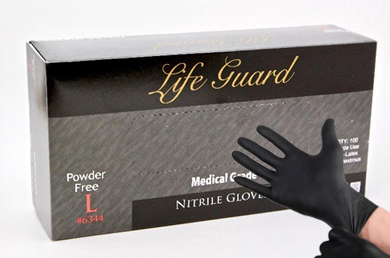 LifeGuard Black Nitrile 5.5 mil Medical/Industrial Gloves - Latex Free & Powder Free - 100/BX - 10BX/CS - Case of 1000 Gloves